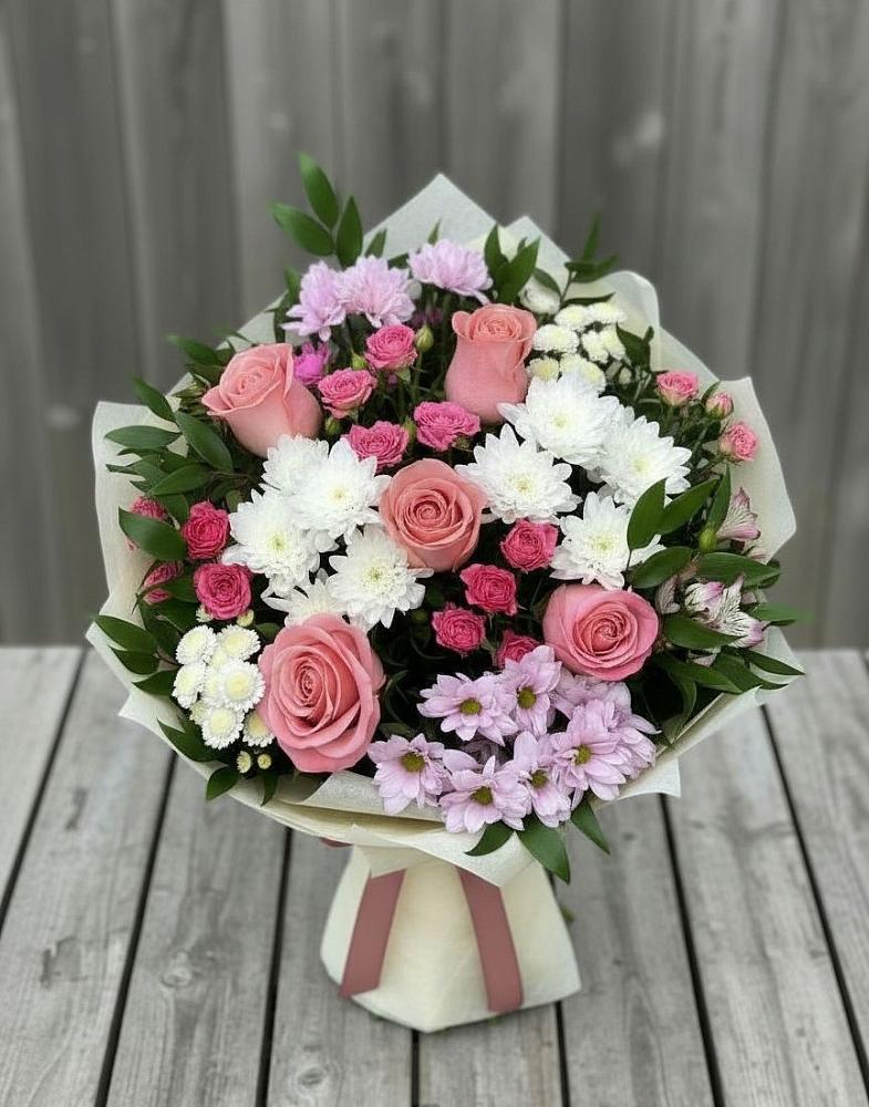 Букет цветов из: Альстромерии, Гвоздики, Розы и Хризантемы в Большое Грызлово