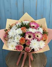 Букет цветов из:  Розы, Герберы и Хризантемы в Большое Грызлово