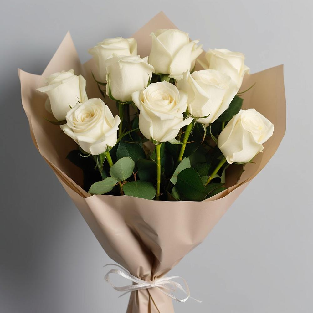 Букет 9 Белых роз Эдлесс Лав в Большое Грызлово