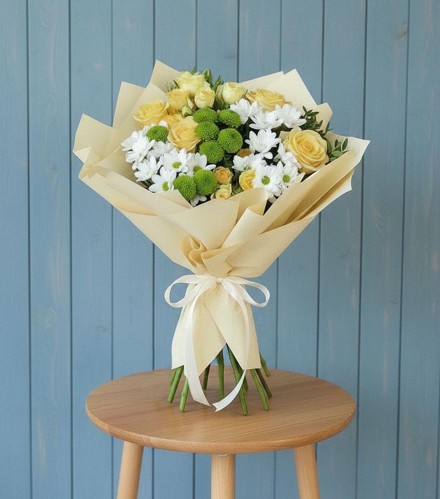 Букет цветов из: Хризантемы и Розы в Большое Грызлово