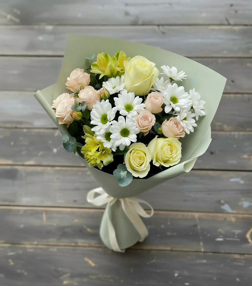 Букет цветов из: Альстромерии, Розы и Хризантемы в Большое Грызлово