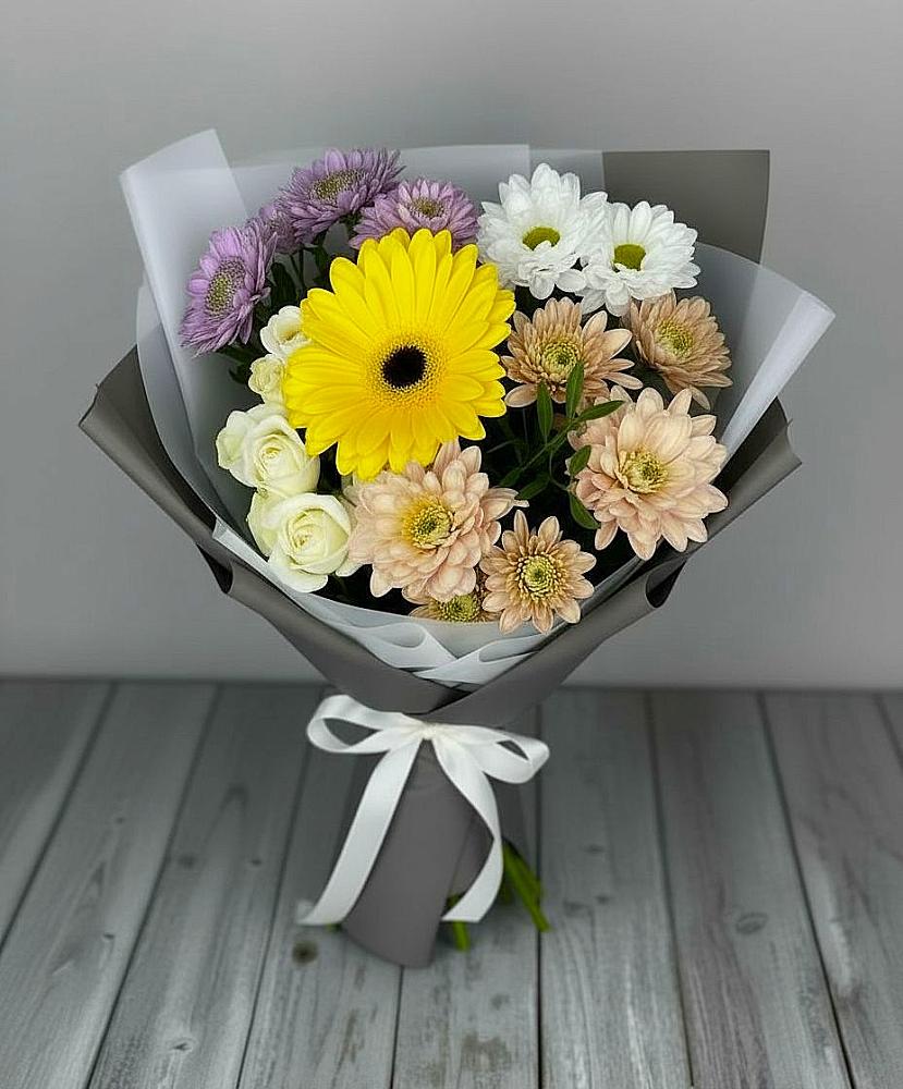 Букет цветов из: Розы, Герберы и Хризантемы в Большое Грызлово