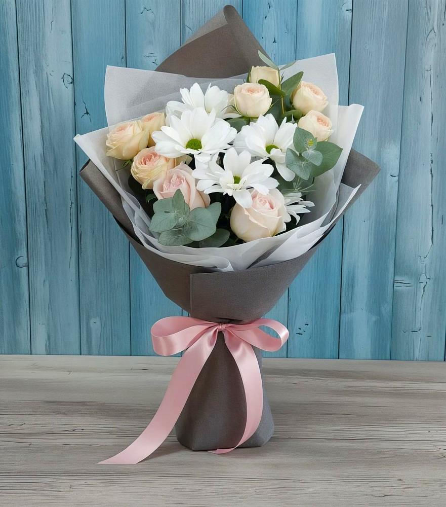 Букет цветов из: Хризантемы и Розы в Большое Грызлово