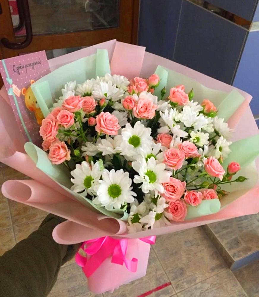 Букет цветов из: Розы и Хризантемы в Большое Грызлово