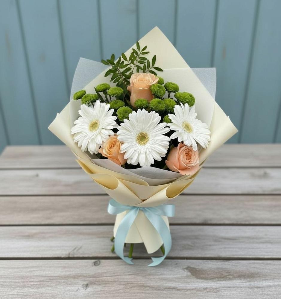 Букет цветов из: Герберы, Розы и Хризантемы в Большое Грызлово