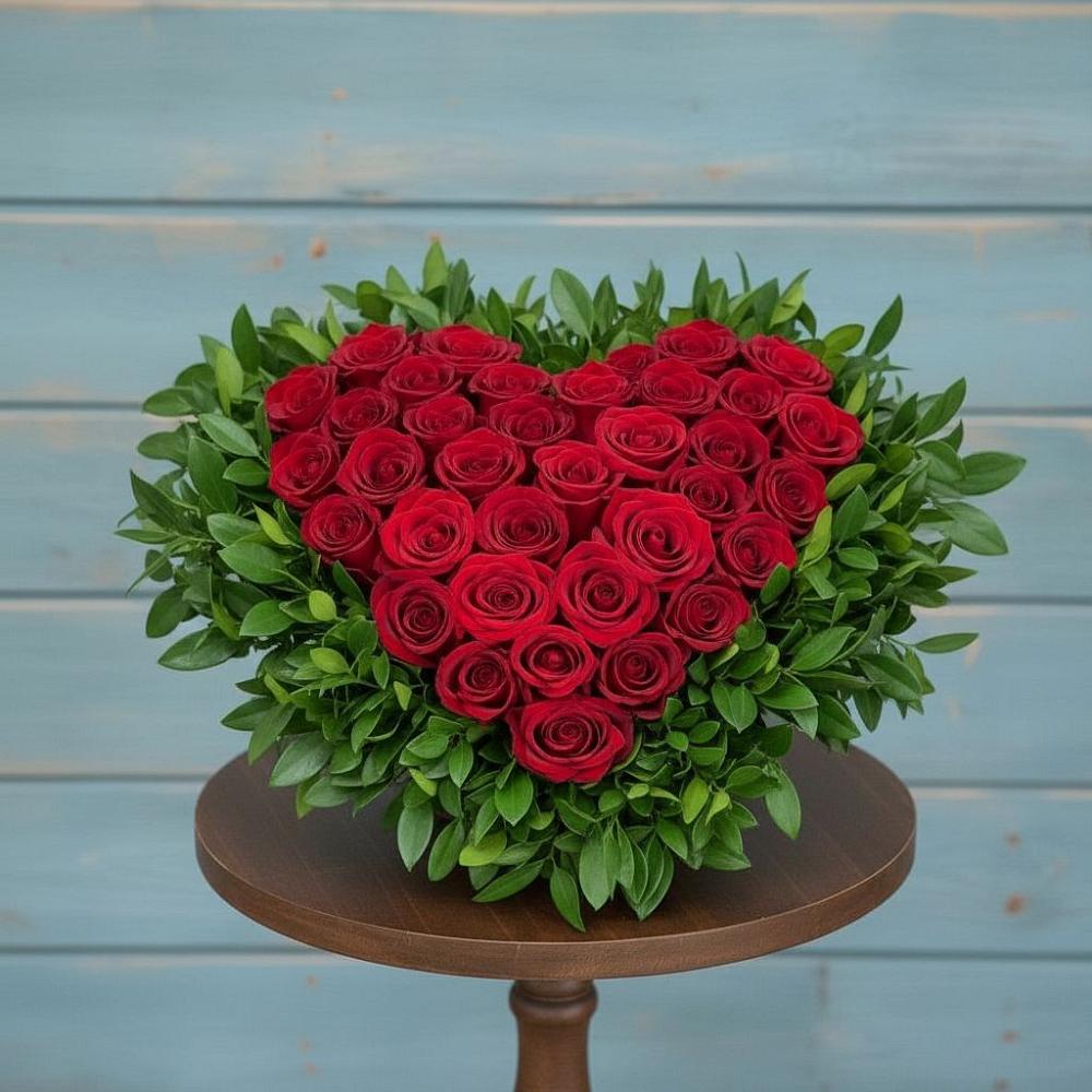 Цветочная композиция из Розы в виде сердца в Большое Грызлово