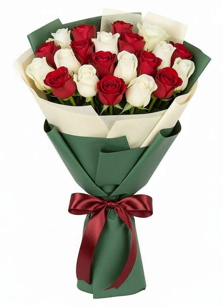 Букет Микс из красных и белых роз в Большое Грызлово