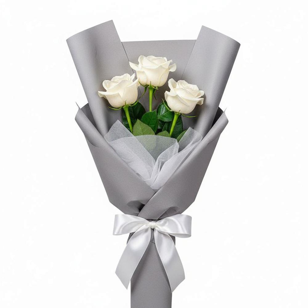Букет 3 белые розы в Большое Грызлово