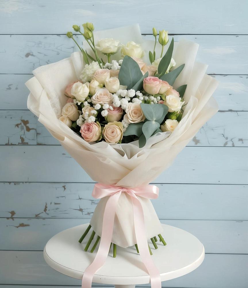 Букет цветов из: Розы и Лизиантусы в Большое Грызлово