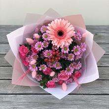 Букет цветов из:  Розы, Герберы и Хризантемы в Большое Грызлово