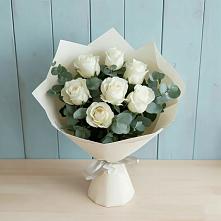 Букет Белые розы в Эвкалипте #REPLACE_PRED# Большое Грызлово