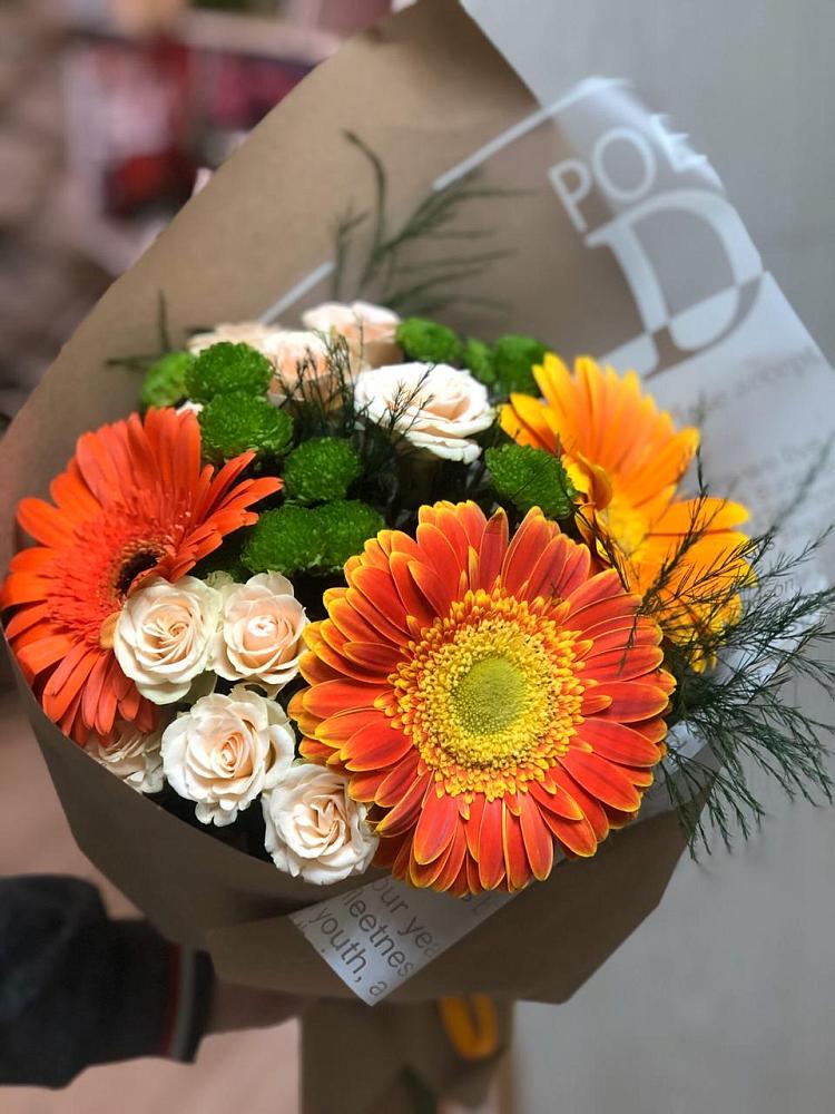 Букет цветов из: Герберы, Хризантемы и Розы в Большое Грызлово