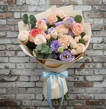 Букет цветов из:  Розы, Лизиантусы и Гвоздики в Большое Грызлово
